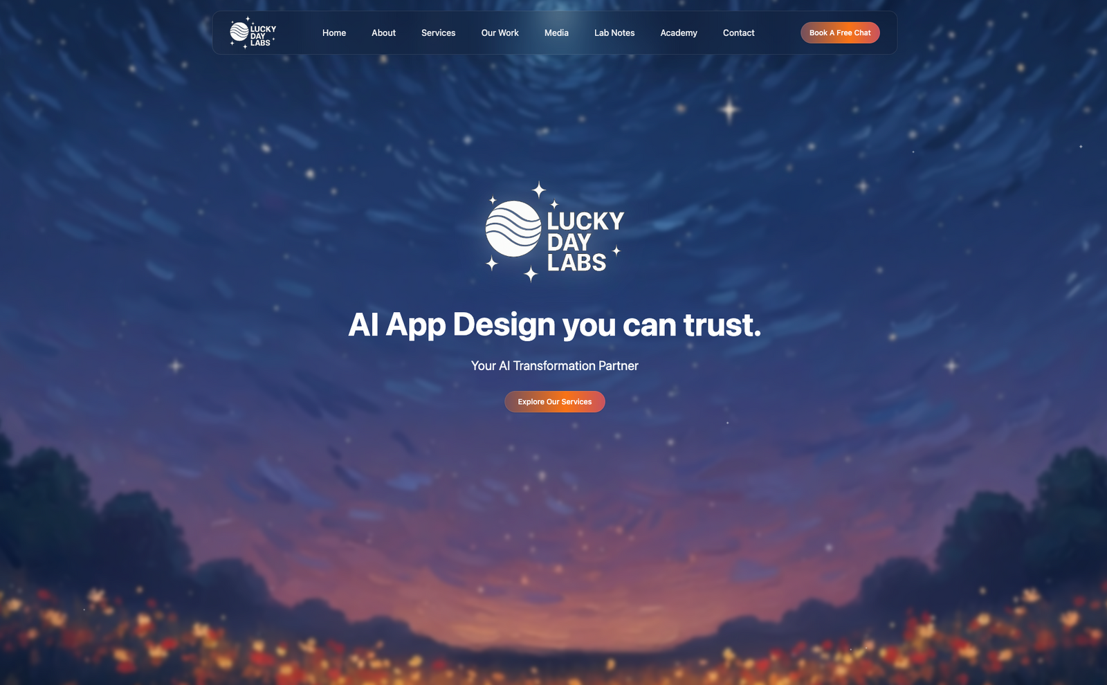 Lucky Day Labs homepage screen